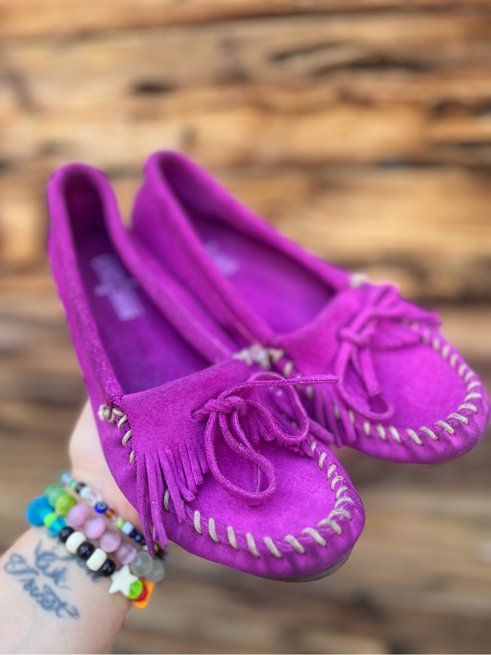 MINNETONKA | Purple Leather Suede Moccasin Flats 8